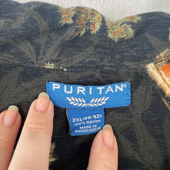 Vintage Y2K Puritan Beer And Cigar Print Button-Up Short Sleeve Shirt 2XL - Picture 4 of 7